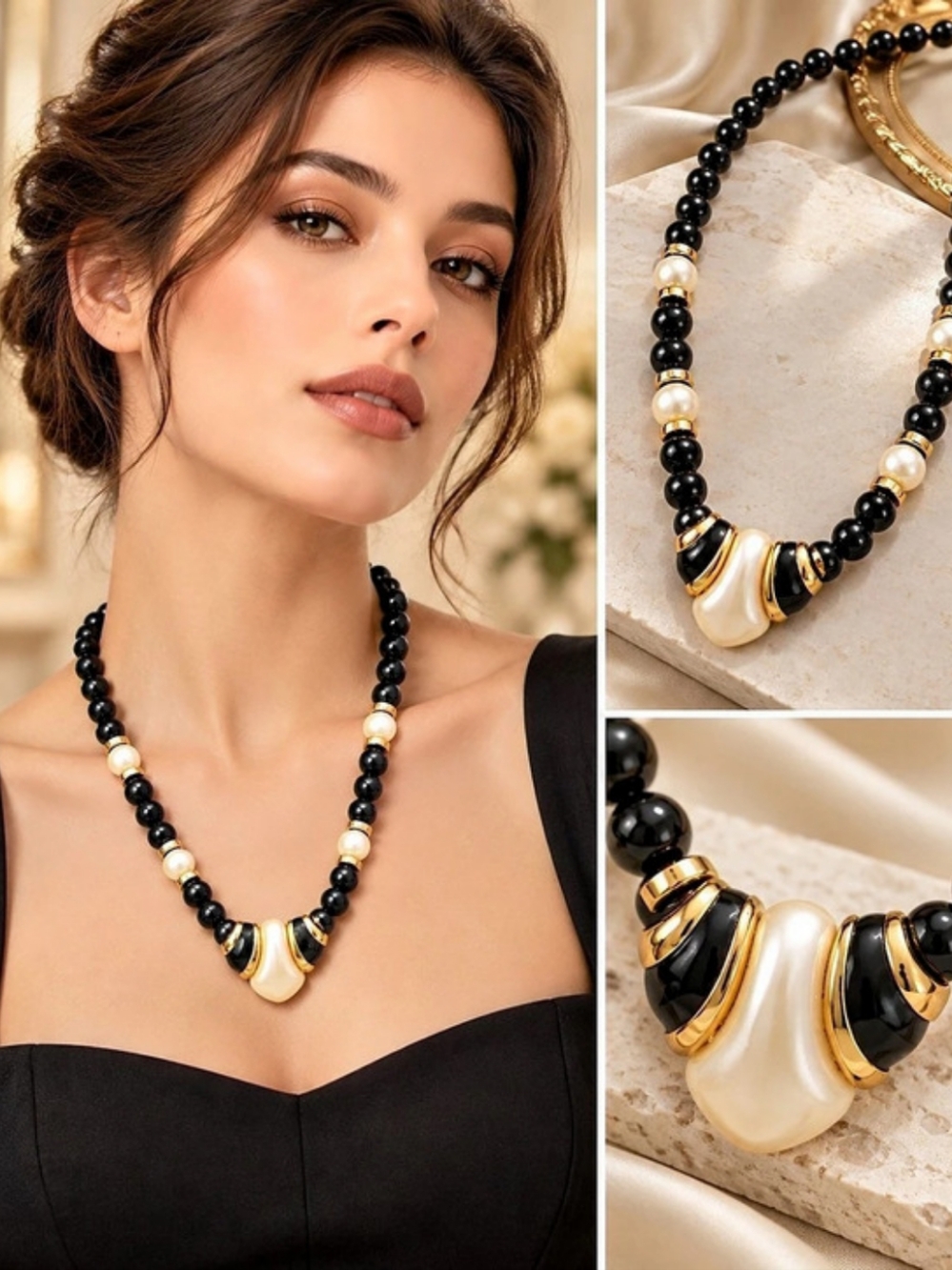 Napier Black & Gold Statement Necklace